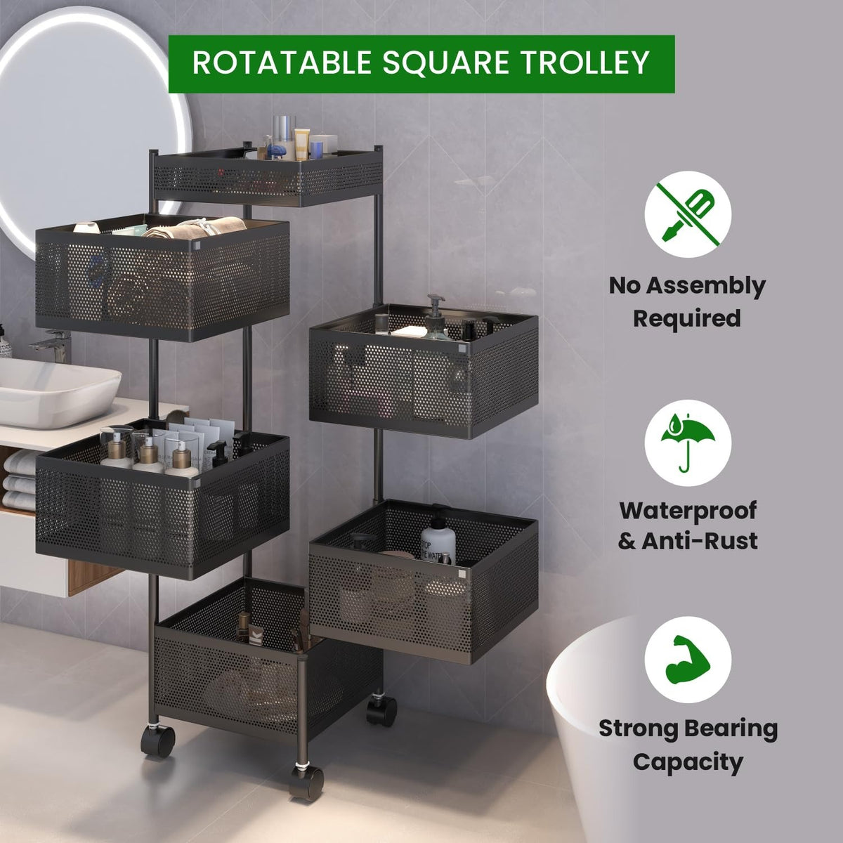 5-Tier Rolling Kitchen Storage Rack | Multi-Purpose Vegetable & Fruit Organizer with Wheels