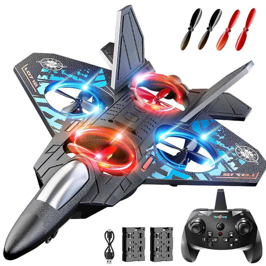 LO712 Fighter Jet RC Drone – 2.4GHz Stunt Quadcopter with LED Lights, 3D Flip & 2 Batteries